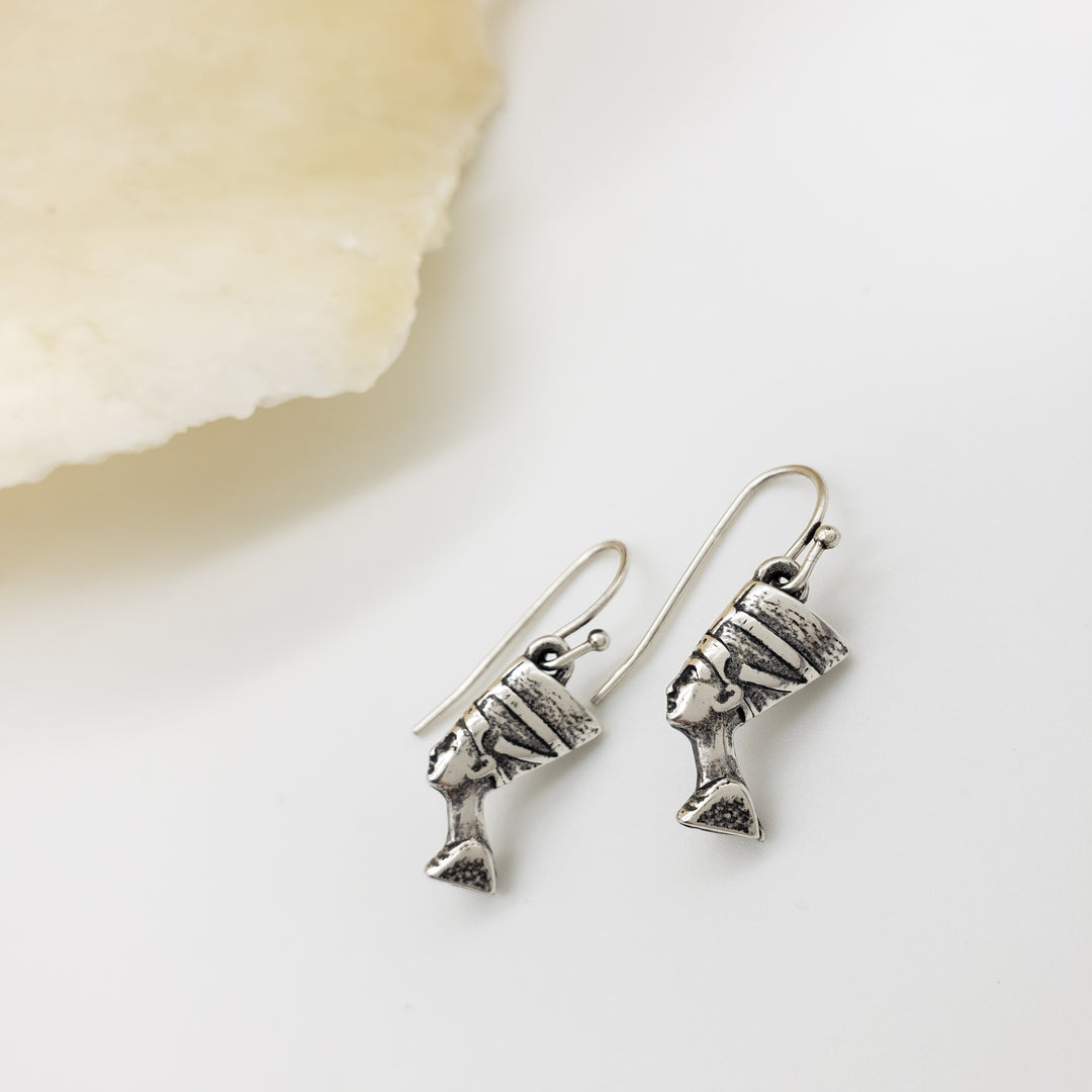 Nefertiti Earrings - Antique Silver Finish