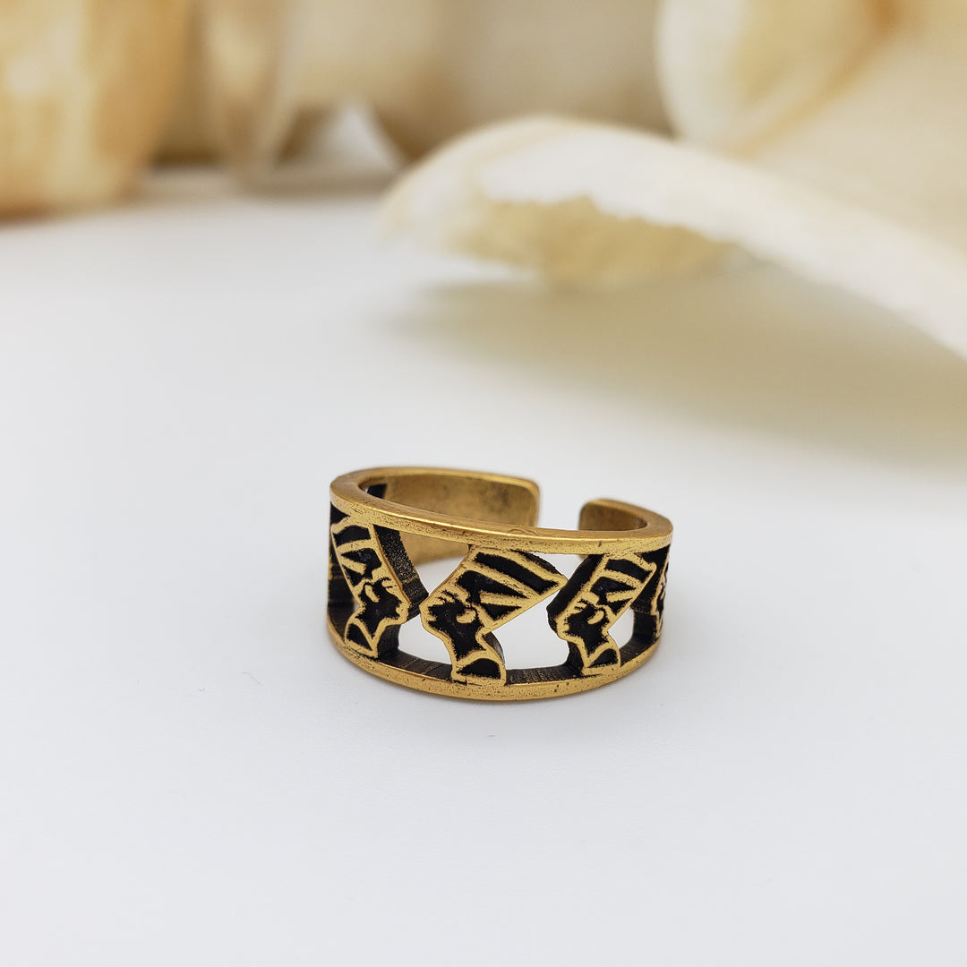 Egyptian Queen Nefertiti Ring - Antique Gold Finish - Adjustable