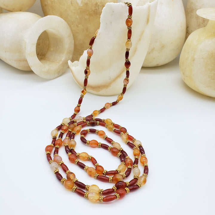 Extra Long Fire Agate Necklace
