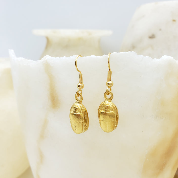 Scarab Earrings - Bright Gold Finish