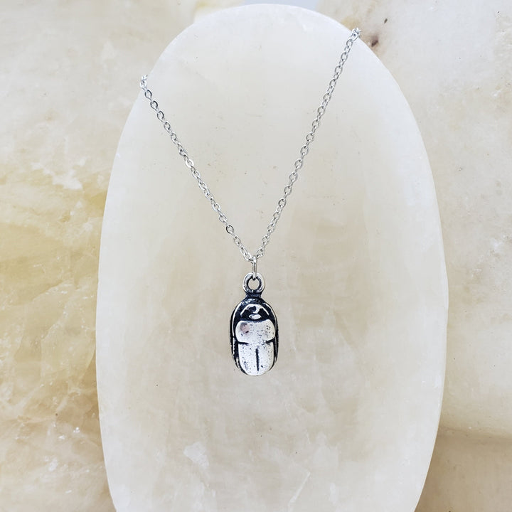 Scarab Pendant - Antique Silver Finish