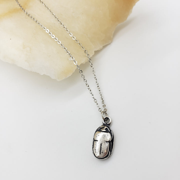 Scarab Pendant - Antique Silver Finish