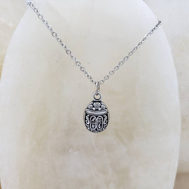 Mini Scarab Pendant - Antique Silver Finish