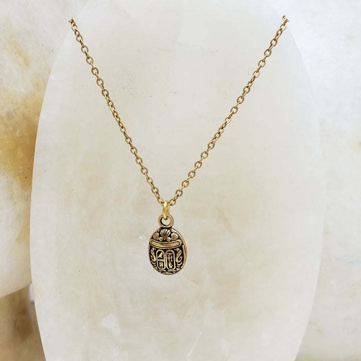 Mini Scarab Pendant - Antique Gold Finish