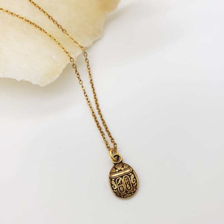 Mini Scarab Pendant - Antique Gold Finish