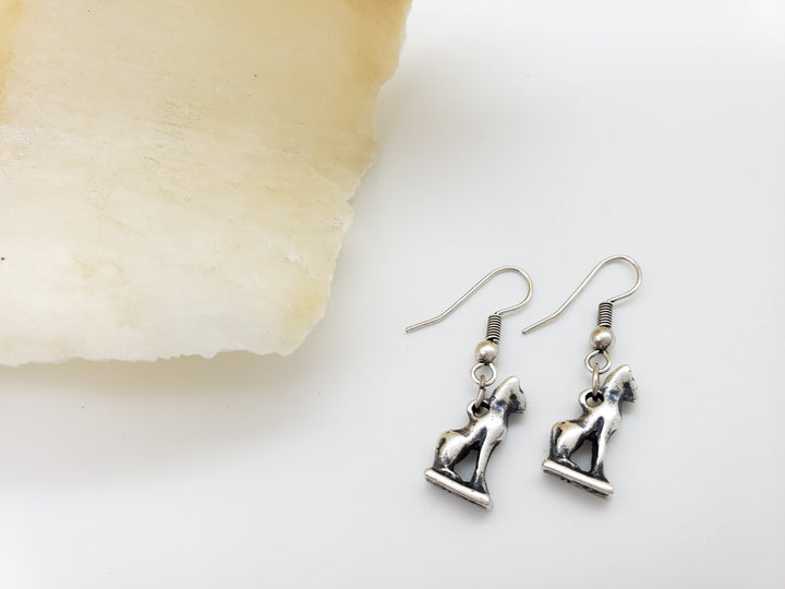 Bastet Earrings - Antique Silver Finish