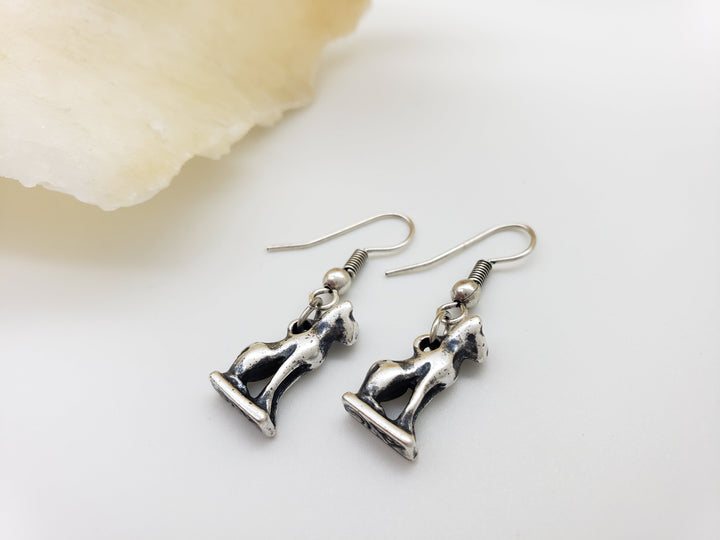 Bastet Earrings - Antique Silver Finish