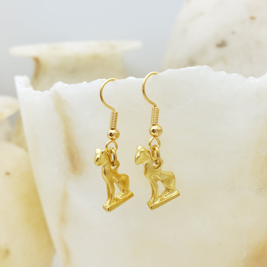 Bastet Earrings - Bright Gold Finish