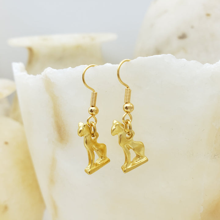 Bastet Earrings - Bright Gold Finish