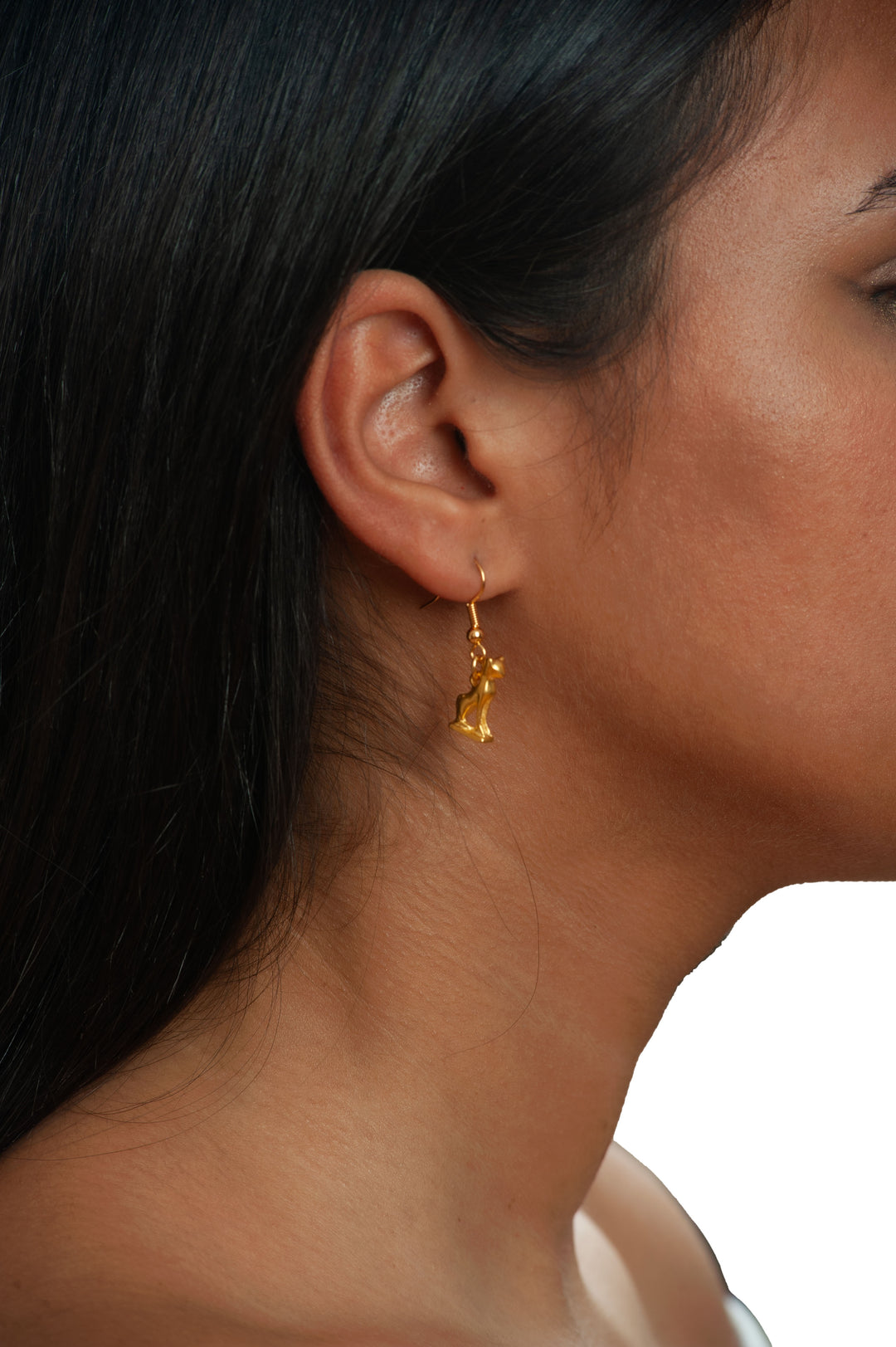 Bastet Earrings - Bright Gold Finish