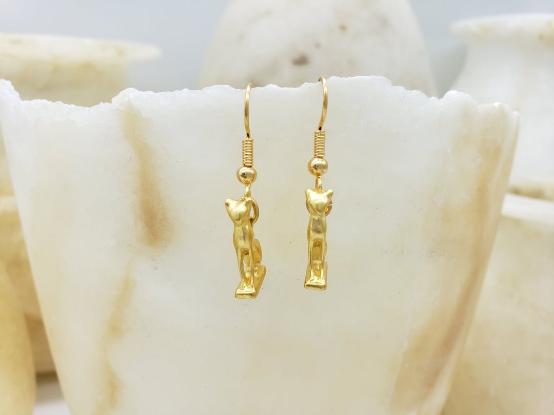 Bastet Earrings - Bright Gold Finish