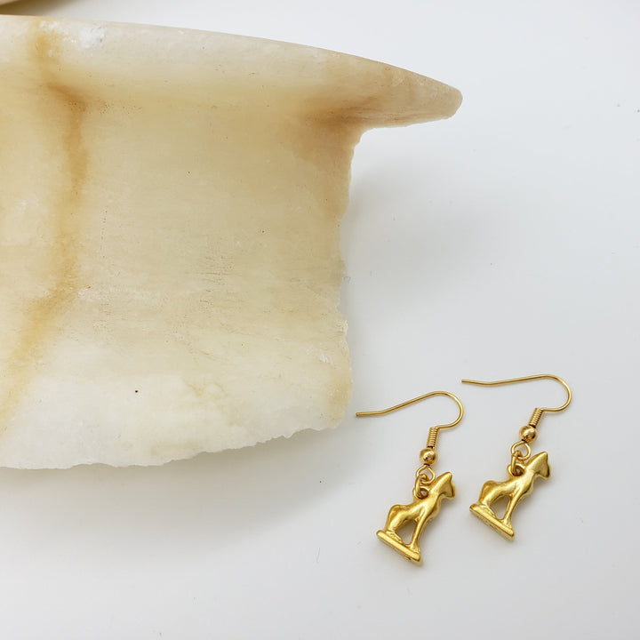 Bastet Earrings - Bright Gold Finish