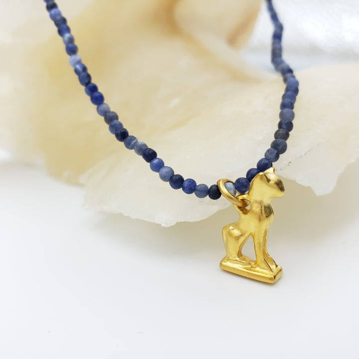 Bastet Cat Beaded Sodalite Necklace