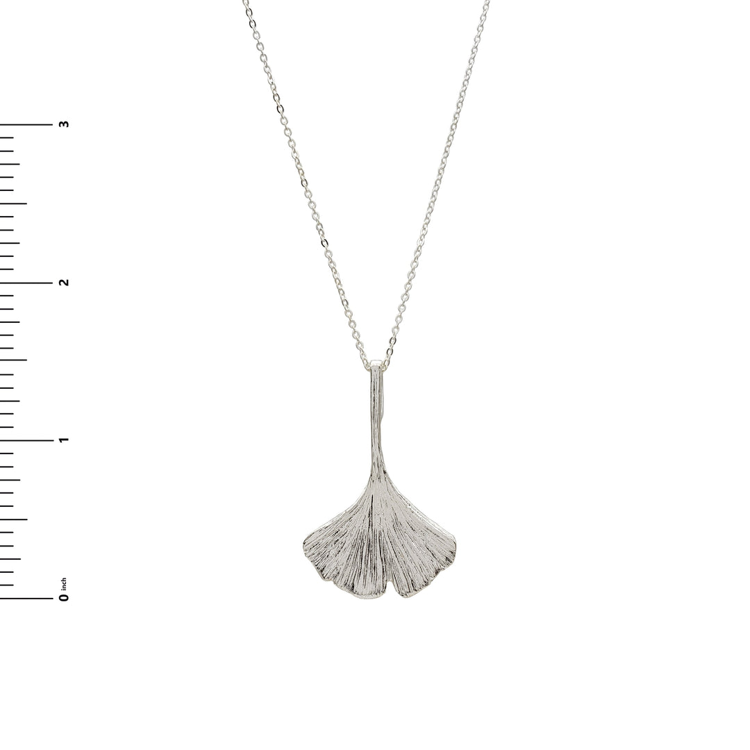 Ginkgo Leaf Pendant - Silver