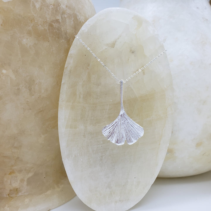 Ginkgo Leaf Pendant - Silver