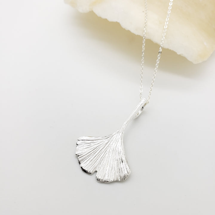 Ginkgo Leaf Pendant - Silver