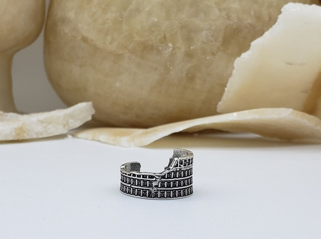 Roman Colosseum Ring - Antique Silver Finish