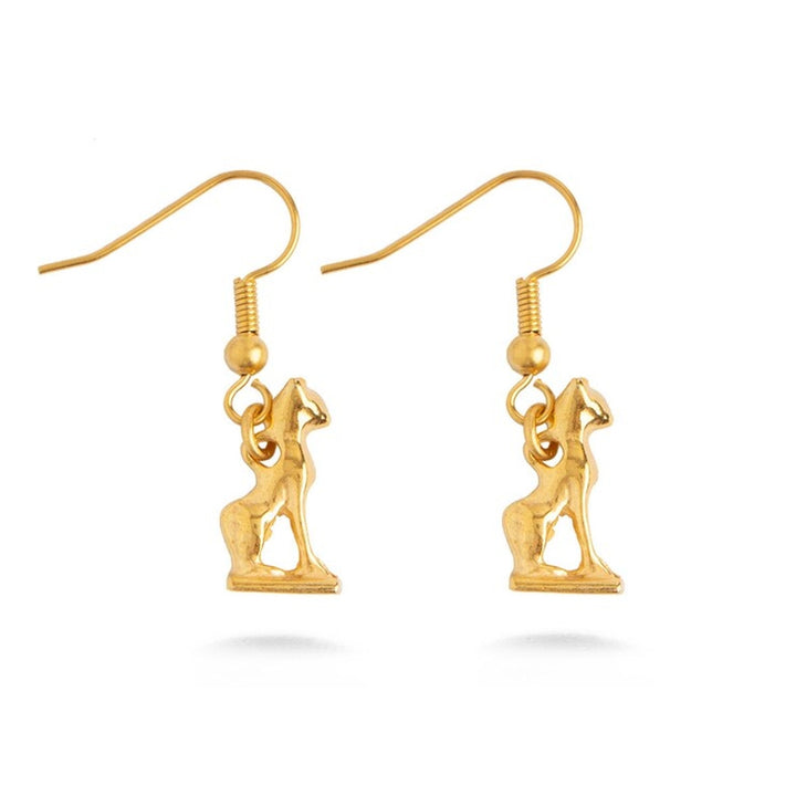 Bastet Cat Earrings Bright Gold Finish