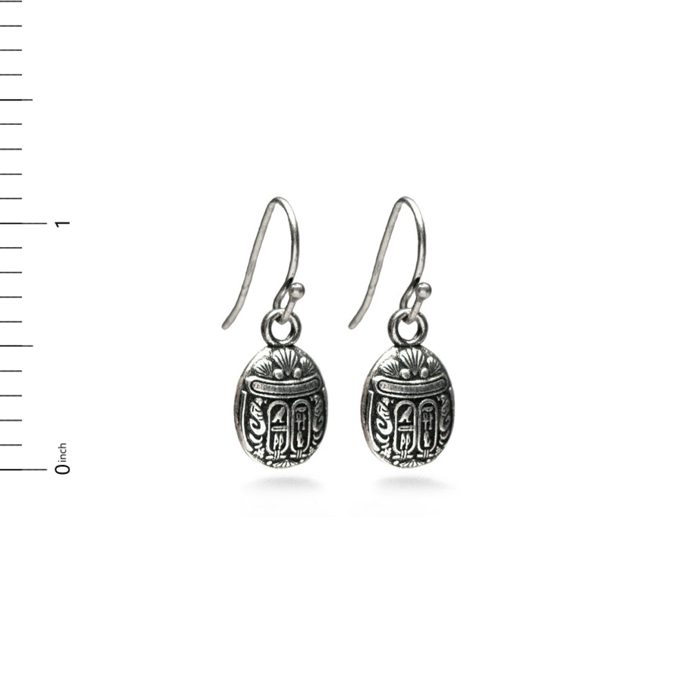 Scarab Earrings - Mini, Antique Silver Finish